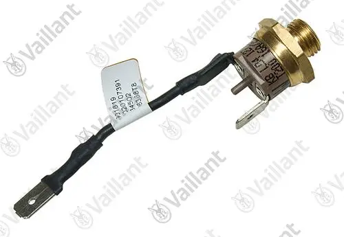 Sicherheitstemperaturbegrenzer von Vaillant mit Anschlusskabel und Steckkontakt, ausgestattet mit einem metallischen Gehäuse und einem Sensoranschluss.